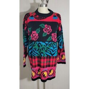 Vintage 80s Oversized Floral Sweater by Traffic Jam Size L